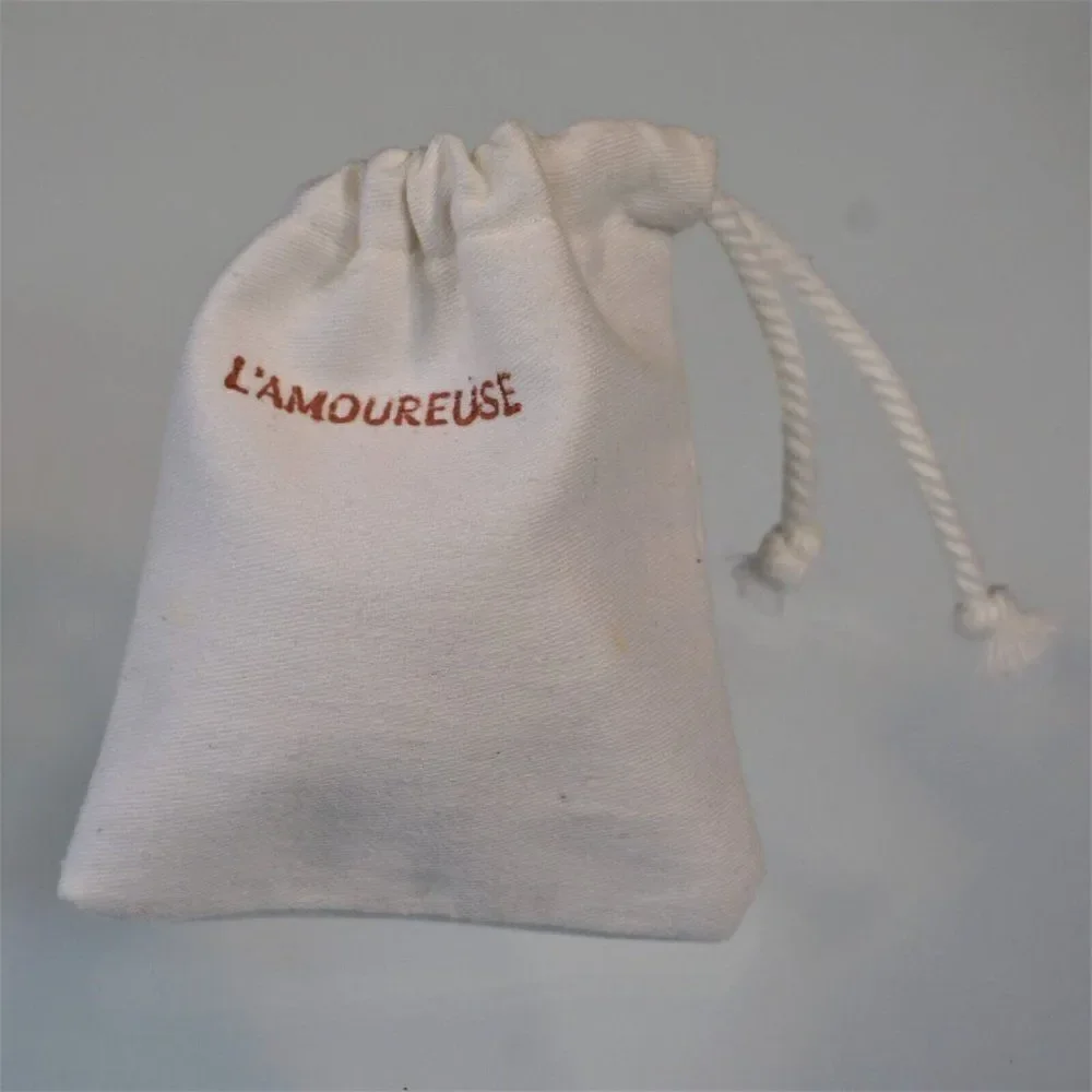 L'Amoureuse Vintage Dust Bag Jewelry Storage White Drawstring